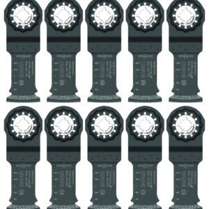 BOSCH OSL114F-10 10-Pack 1-1/4 In. Starlock Oscillating Multi Tool All Purpose Bi-Metal Plunge Cut Blades for Applications in Wood, Wood with Nails, Drywall, PVC, Metal (Nails and Staples)