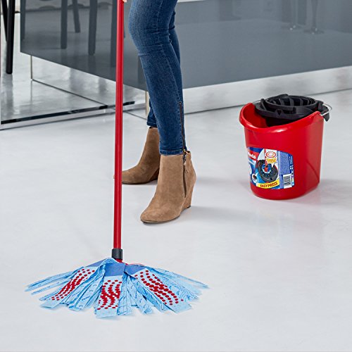 Vileda SuperMocio 3Action XL Mop and Bucket Set with Extra Refill, 40 x 28.3 x 28.5 cm, Blue,red