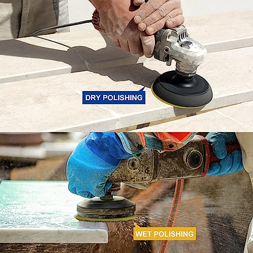 GoYonder 4 Inch Wet or Dry Diamond Polishing Pads Set of 3pcs, Stone Granite Polish Pad Kit 50-6000 Grit Polishing Pad for Grinder, Polisher, Drill, 105mm Marble Polishing Pad in 3 Steps