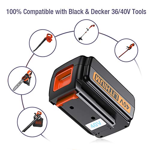 Powerextra 3.0Ah 40-Volt MAX Replacement Battery Compatible with Black&Decker LBX2040 LBX36 LBXR36 LBXR2036 40V Lithium Ion Battery