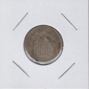 1868 No Mint Mark Shield (1866-1883) Nickel Seller Good