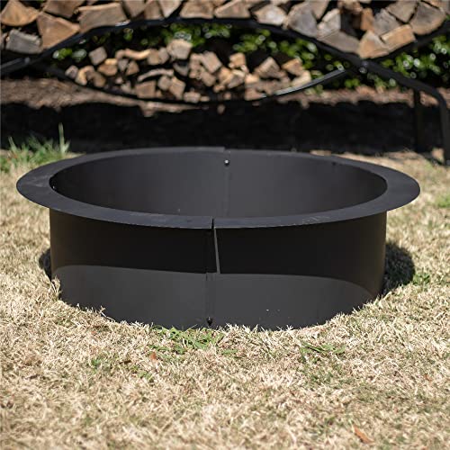 Titan Great Outdoor 38in Dia Steel Fire Pit Liner, 1mm Thick DIY Above or In-Ground Outdoor Fire Pit, 4 Panel Steel Ring