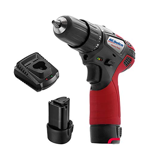 ACDelco ARD12119P 12V Cordless Li-ion 3/8” 265 In-lbs. 2 Speed Compact Drill Driver Tool Kit with 2 Batteries