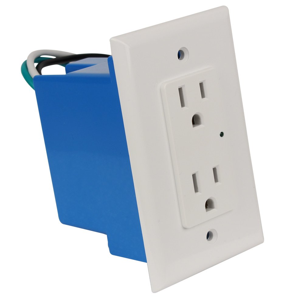 Element-Hz Power Series In-Wall Single Gang Surge Protector w/Retrofit Backbox, 1800 Joules, White