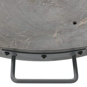 Sunnydaze 34-Inch Rustic Cast Iron Outdoor Raised Fire Pit Bowl with Handles - Steel Finish