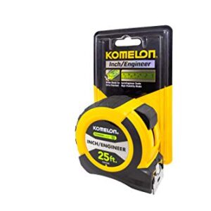 Komelon 52425IE; 25' x 1.06" Powerblade II" Engineer Tape Measure; Yellow/Black