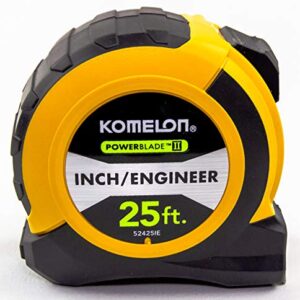 Komelon 52425IE; 25' x 1.06" Powerblade II" Engineer Tape Measure; Yellow/Black