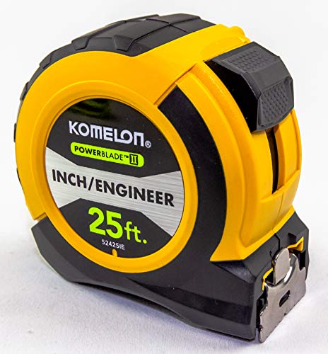Komelon 52425IE; 25' x 1.06" Powerblade II" Engineer Tape Measure; Yellow/Black