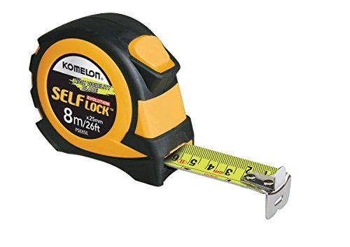 Komelon PSE85E 8M/26ft. Self Lock Evolution Tape Measure, Yellow and Black