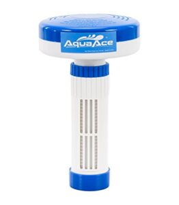 aquaace floating spa hot tub dispenser for 1 inch bromine or chlorine tablets, premium adjustable chemical floater, 13 settings for maximum flow control