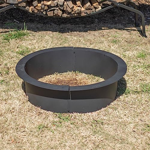 Ash & Ember 46" Outside Dia Steel Fire Pit Liner x 41" Inside - 4 Panel Liner 1.5mm thick Steel, DIY Above or In-Ground Outdoor Fire Pit, High temperature Finish, Portable Wood Burning Fire Ring