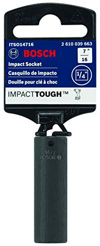 BOSCH ITSO14716 1-Piece 7/16 In. Impact Tough 1/4 In. Thin-Wall Hex Socket