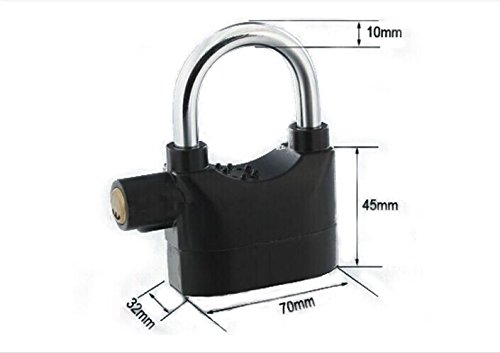 LianShi Alarm Lock 110dba Universal Security Alarm Lock System Anti-Theft for Door Motor Bicycle Padlock with 3 Keys (Black)