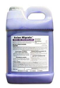 avian migrate goose deterrent, bird repellent concentrate, geese repellent, non-toxic, made in the usa, removes geese from beaches, yards, ponds, parks and ground (2.5 gallon)