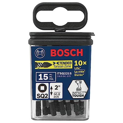 BOSCH ITSQ2205 5-Pack 2 In. Square #2 Impact Tough Screwdriving Power Bits