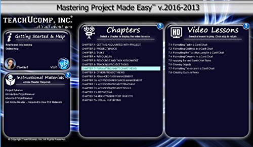 TEACHUCOMP Video Training Tutorial for Microsoft Project 2016 through 2013 DVD-ROM Course and PDF Manual