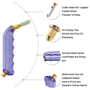 IMT Pistol Grip Oil Feed Glass Cutter Tungsten Carbide, Professional Stained Glass Cutting Tool with 2 Replaceable Head and Oil Reservoir- 2mm-12mm