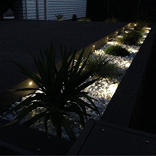 QACA Deck Lights Outdoor Waterproof Low Voltage Lighting Kit Stainless Steel 1W Outdoor Yard Garden Decoration Lamps Landscape Pathway Patio Step Stairs Silver Border(10pcs,Cool White)