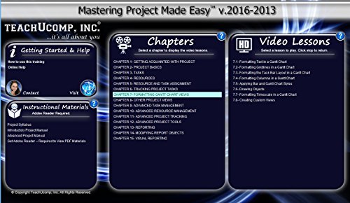 TEACHUCOMP Video Training Tutorial for Microsoft Project 2016 DVD-ROM Course and PDF Manual