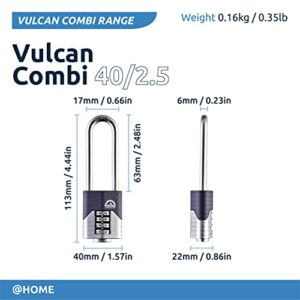 Squire 40/2.5 Vulcan Combi 40 2.5 Combination Padlock, 40mm, Blue