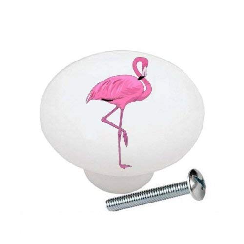 Pink Flamingo - Flamingos - DECORATIVE Glossy CERAMIC Cupboard Cabinet PULLS Dresser Drawer KNOBS