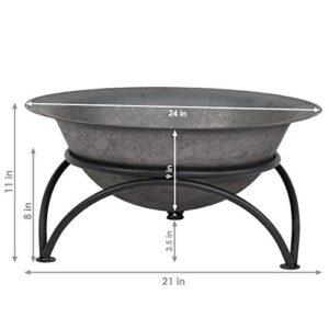 Sunnydaze 23.5-Inch Fire Wood-Burning Cast Iron Fire Pit Bowl and Stand - Dark Gray