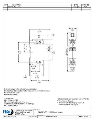 MidNite Solar MNEPV80 DIN Circuit Breaker 80A 150VDC