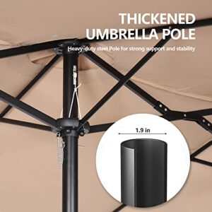 PATIO TREE 15 Ft Outdoor Umbrella Double-Sided Market Patio Umbrella with Crank, 100% Polyester, Base Included (Beige)