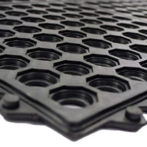 Envelor Interlocking Rubber Floor Mat for Restaurant Kitchen Floor Anti Fatigue Bar Door Mat Non-Slip Indoor Outdoor Shower Pool Drainage, Durable Garage Flooring 36 x 36 Inch