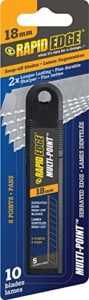 rapid edge multi-point 18mm serrated snap-off utility knife blades with 10 blades (1 pack)