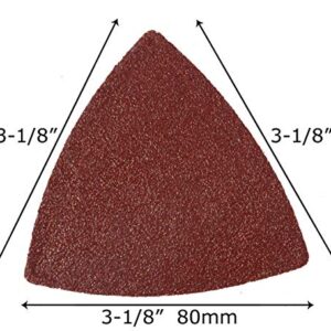 XXGO Triangular Oscillating Multi Tool Sanding Pads 3-1/8 Inch 80mm Assorted Grit 60/80/100/120/240 Grits Pack of 55 Pcs No.XG5501