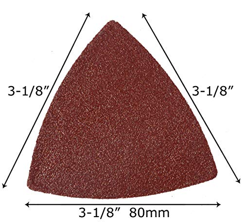 XXGO Triangular Oscillating Multi Tool Sanding Pads 3-1/8 Inch 80mm Assorted Grit 60/80/100/120/240 Grits Pack of 55 Pcs No.XG5501