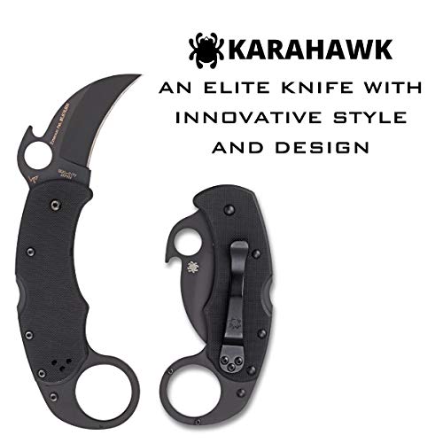 Spyderco Karahawk Specialty Knife with 2.29" VG-10 Steel Black Blade and Black Premium G-10 Handle - PlainEdge - C170GBBKP