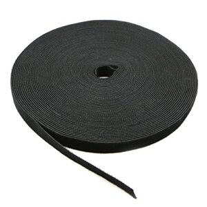 saisn reusable fastening tape cable ties 3/4 inch double side hook roll (25 yard, black)