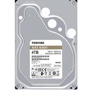 Toshiba N300 4TB NAS 3.5-Inch Internal Hard Drive - CMR SATA 6 GB/s 7200 RPM 128 MB Cache - HDWQ140XZSTA