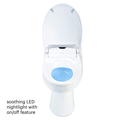 Brondell Swash S1200-RW Luxury Bidet Toilet Seat in Round White with Dual Stainless-Steel Nozzles | Endless Warm Water | Programmable User Settings | Self-Cleaning Nozzles | Nightlight