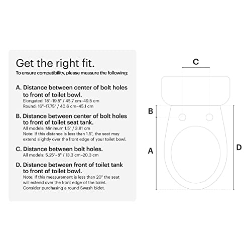 Brondell S1400-EW Swash Electric Bidet Toilet Seat With Oscillating Stainless Steel Nozzle, Warm Air Dryer, Heated, Night Light, Gentle Close Lid, Thin Profile, Remote Control, Elongated, White