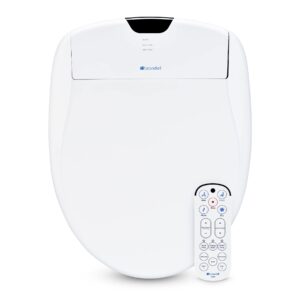 brondell s1400-rw swash 1400 luxury bidet toilet seat in elongated white with dual stainless-steel nozzle clean+, endless water-warm air dryer-nightlight, round