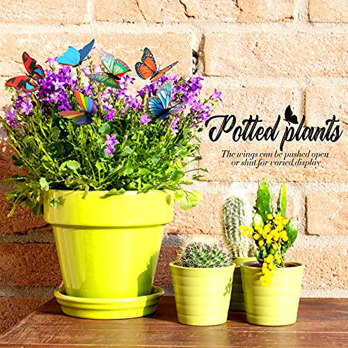 Teenitor Garden Butterfly Stakes, 60pcs 7cm Decor Yard Patio Planter Flower Pot Spring Garden Stakes Decorative Outdoor Butterfly Decorations