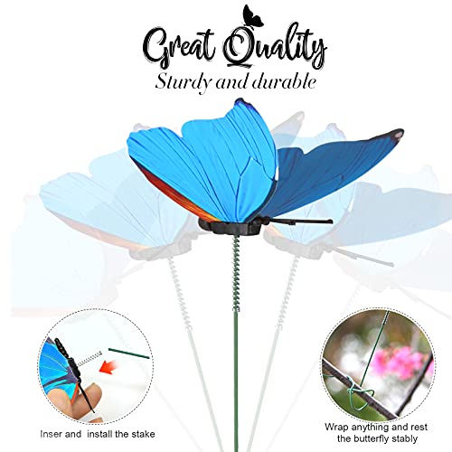 Teenitor Garden Butterfly Stakes, 60pcs 7cm Decor Yard Patio Planter Flower Pot Spring Garden Stakes Decorative Outdoor Butterfly Decorations