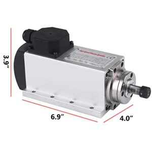 CNC Spindle Motor Kits, Square 110V 1.5KW Air Cooled Spindle Motor, 1.5KW VDF, 2.75Inch bruches, 40Inch Electric Wire,13 pcs ER11 Collets for CNC Router Engraving Milling Machine