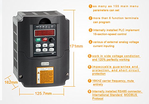 CNC Spindle Motor Kits, Square 110V 1.5KW Air Cooled Spindle Motor, 1.5KW VDF, 2.75Inch bruches, 40Inch Electric Wire,13 pcs ER11 Collets for CNC Router Engraving Milling Machine