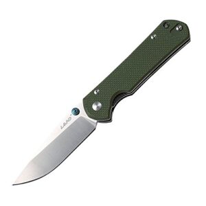 sanrenmu land 911 pocket knife folding knife 12c27 blade g10 handle liner lock pocket edc knife (army green,g10)