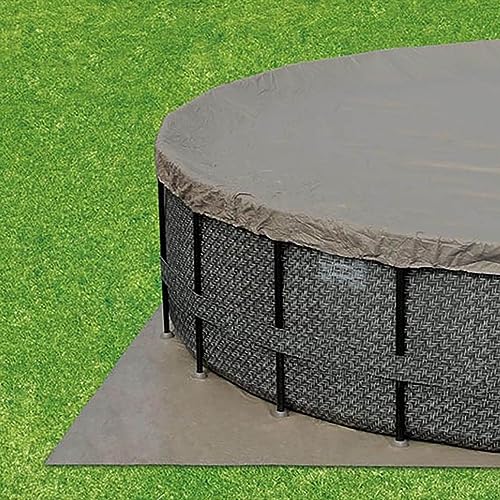 Funsicle 16' x 48" Oasis Designer Round Frame Outdoor Above Ground Swimming Pool Set with SkimmerPlus Filter Pump and Pool Cover, Dark Herringbone