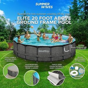 Summer Waves 20 x 4 Foot Outdoor Round Frame Above Ground Swimming Pool Set with Filter Pump, Pool Cover, Ladder, Ground Cloth, and Maintenance Kit