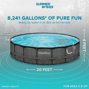 Summer Waves 20 x 4 Foot Outdoor Round Frame Above Ground Swimming Pool Set with Filter Pump, Pool Cover, Ladder, Ground Cloth, and Maintenance Kit