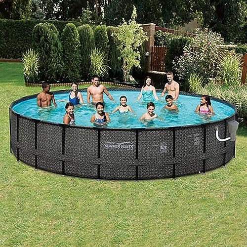 Summer Waves 20 x 4 Foot Outdoor Round Frame Above Ground Swimming Pool Set with Filter Pump, Pool Cover, Ladder, Ground Cloth, and Maintenance Kit