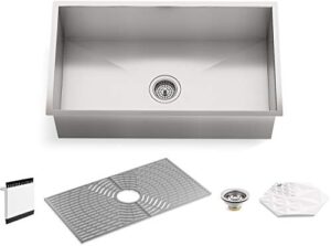 kohler k-20022-pc-na sterling ludington 32" under mount single bowl kitchen sink with accessories, 32 inch, stainless steel