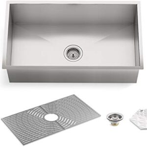 Kohler K-20022-PC-NA Sterling Ludington 32" Under Mount Single Bowl Kitchen Sink with Accessories, 32 inch, Stainless Steel