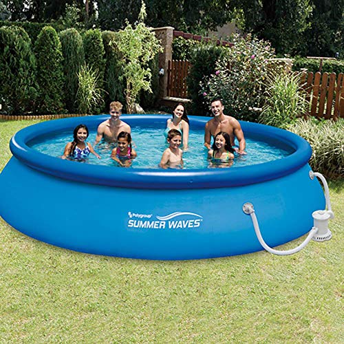 Funsicle 15' x 36" Quickset Round Inflatable Ring Top Outdoor Above Ground Round Swimming Pool Set with Pump and Type D Cartridge Filter